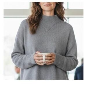 Everlane Women's Light Gray Wool Yak Hair Mock Neck Sweater Pullover - Size XS